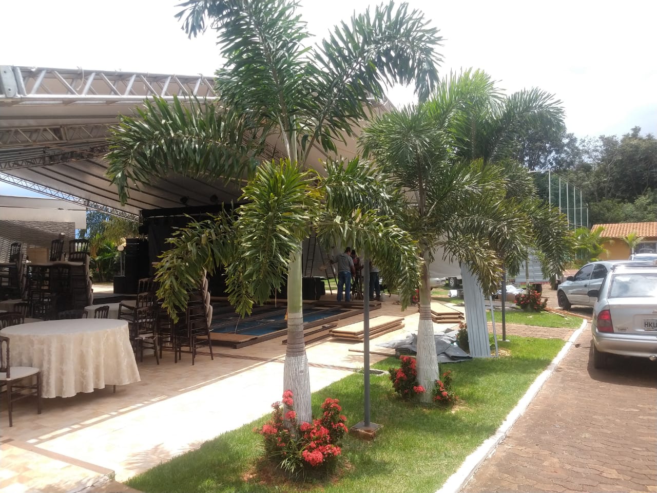 Composição de jardins e áreas de circulação